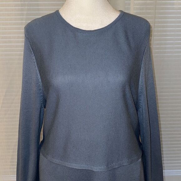J. Jill M Light Blue Fine Knit Wool Blend Sweater Tunic - Picture 3 of 10